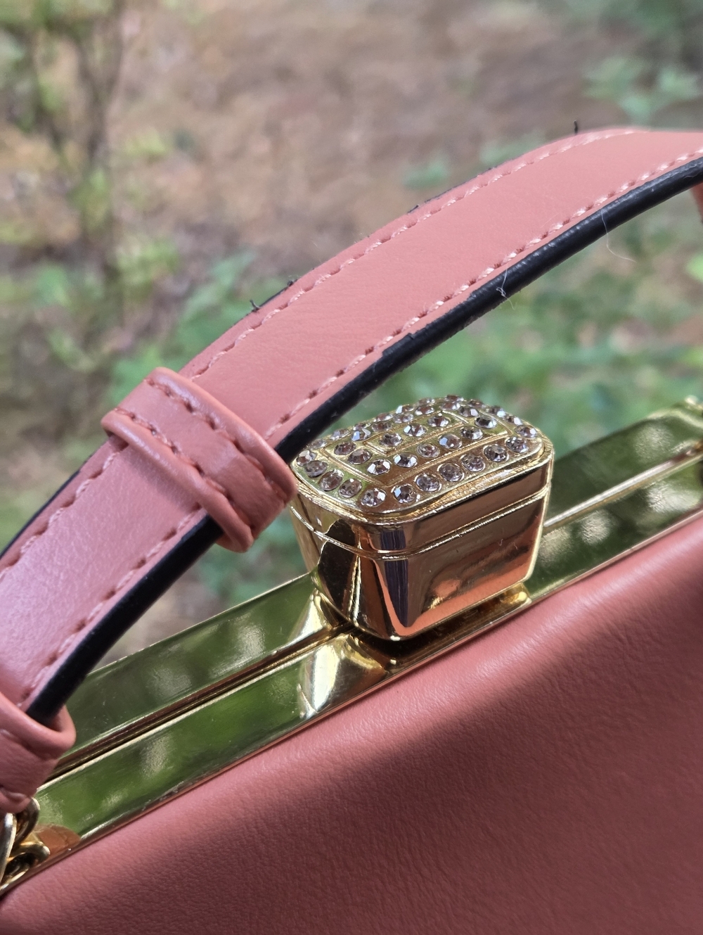 ✨Leatherette Pink Structured Top-Handle Crossbody Fashion Bag - Picture 7 of 8